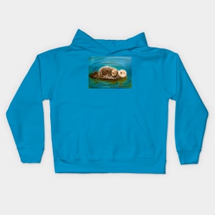 Mom and Baby Otters Kids Hoodie